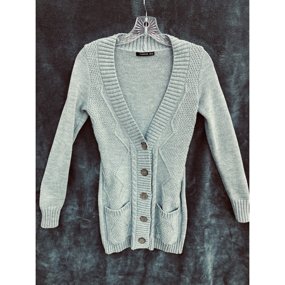 Gray PattyBoutik Cardigan XS Large Buttons and Pockets Long Sleeve